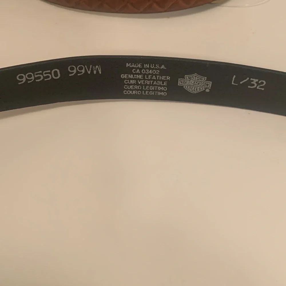 HARLEY DAVIDSON MENS BLACK LEATHER BELT SIZE LARGE 32